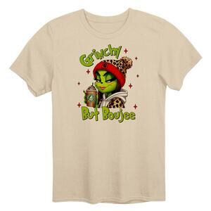 Grinch Christmas Shirt Grinchy but Boujee Tee Graphic Print Streetwear Retro Uni